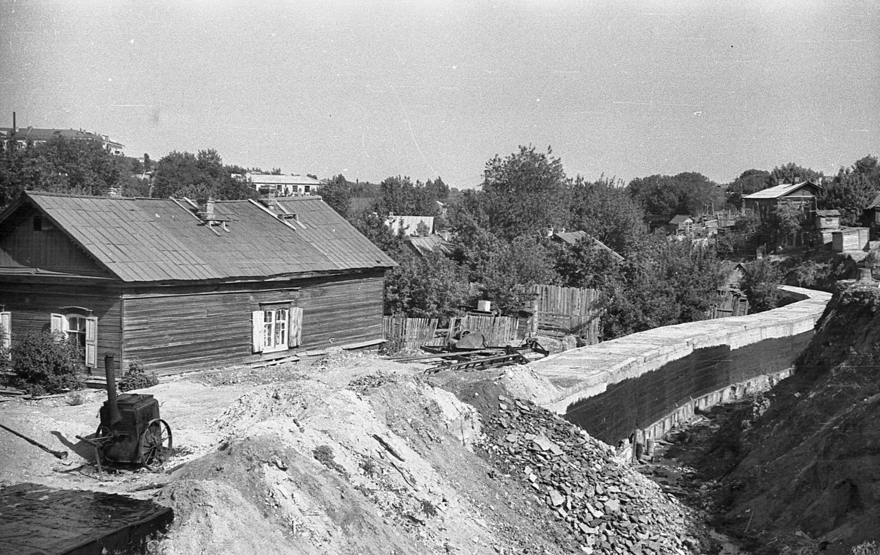 Строительство коллектора в Глебучевом овраге | Фотографии старого Саратова